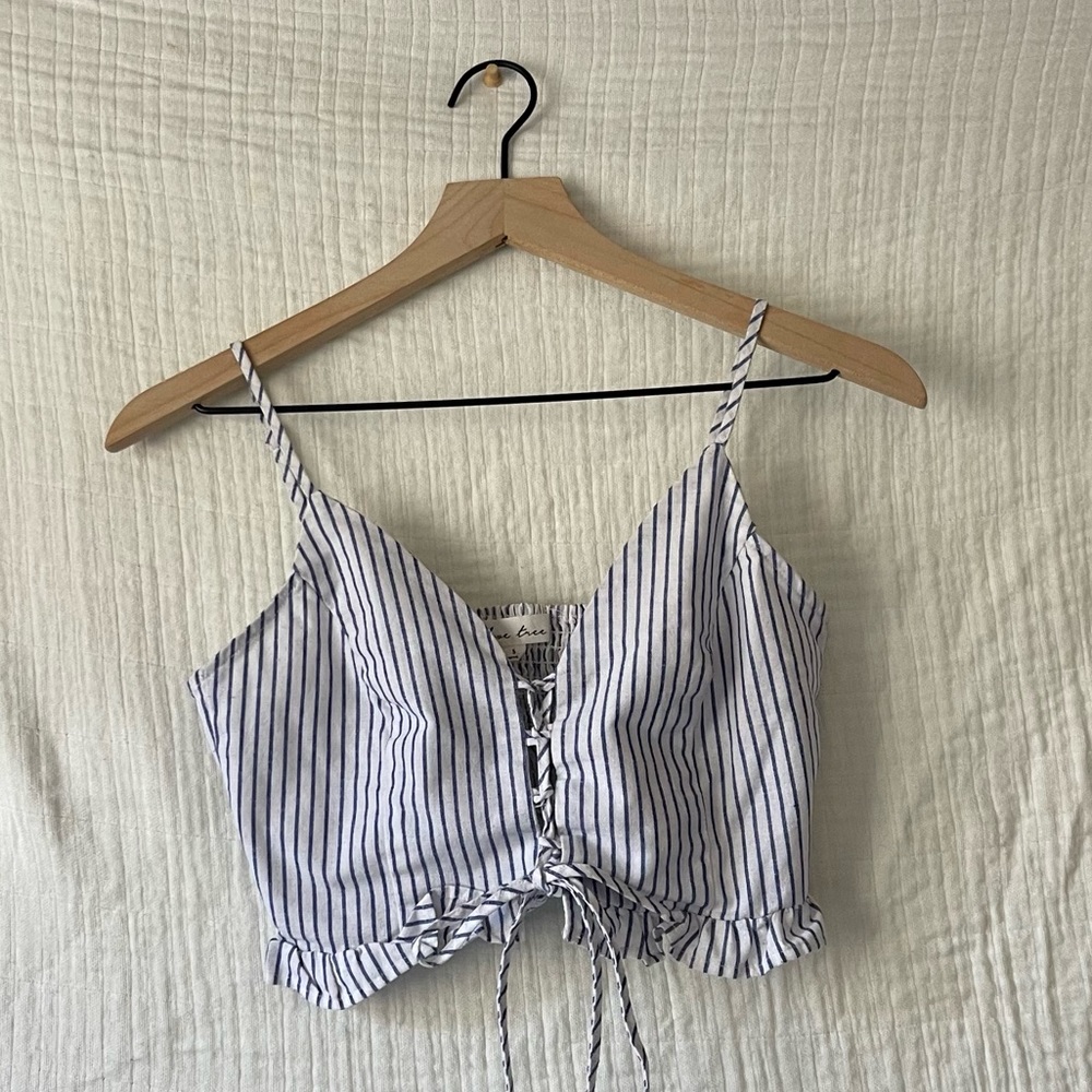 Blue Striped Crop Top